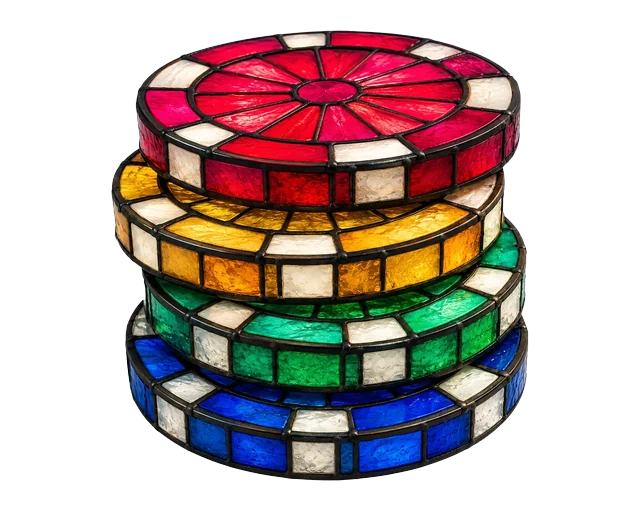 Fichas de casino em vitral